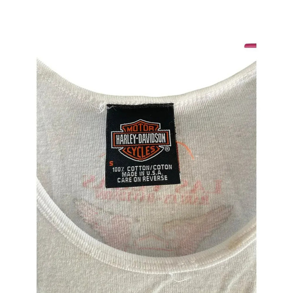 Harley Davidson White "USA" Americana Star Ribbed Tank Top Size Small - Picture 2 of 5